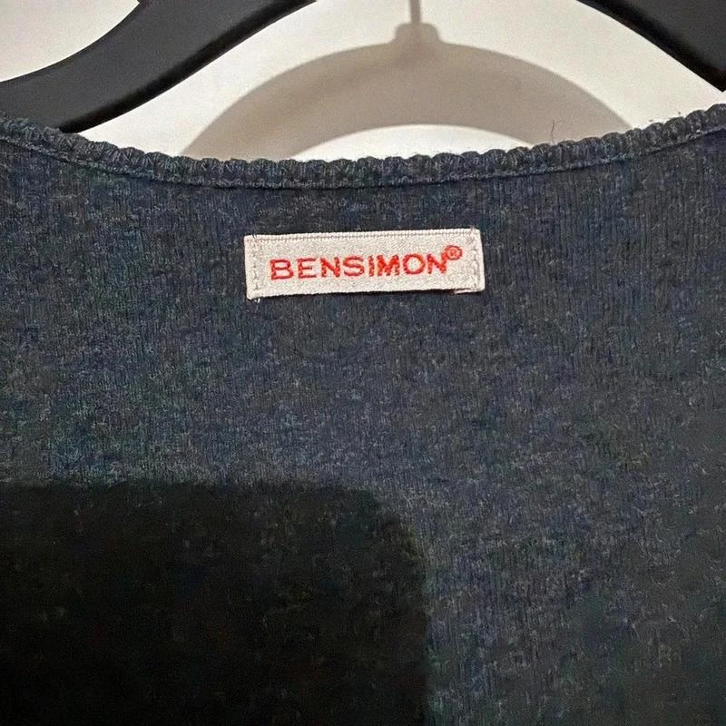 👕 Bensimon T-shirt Dames Maat 1 S Marineblauw 100% Katoen Basic Casual – photo 2